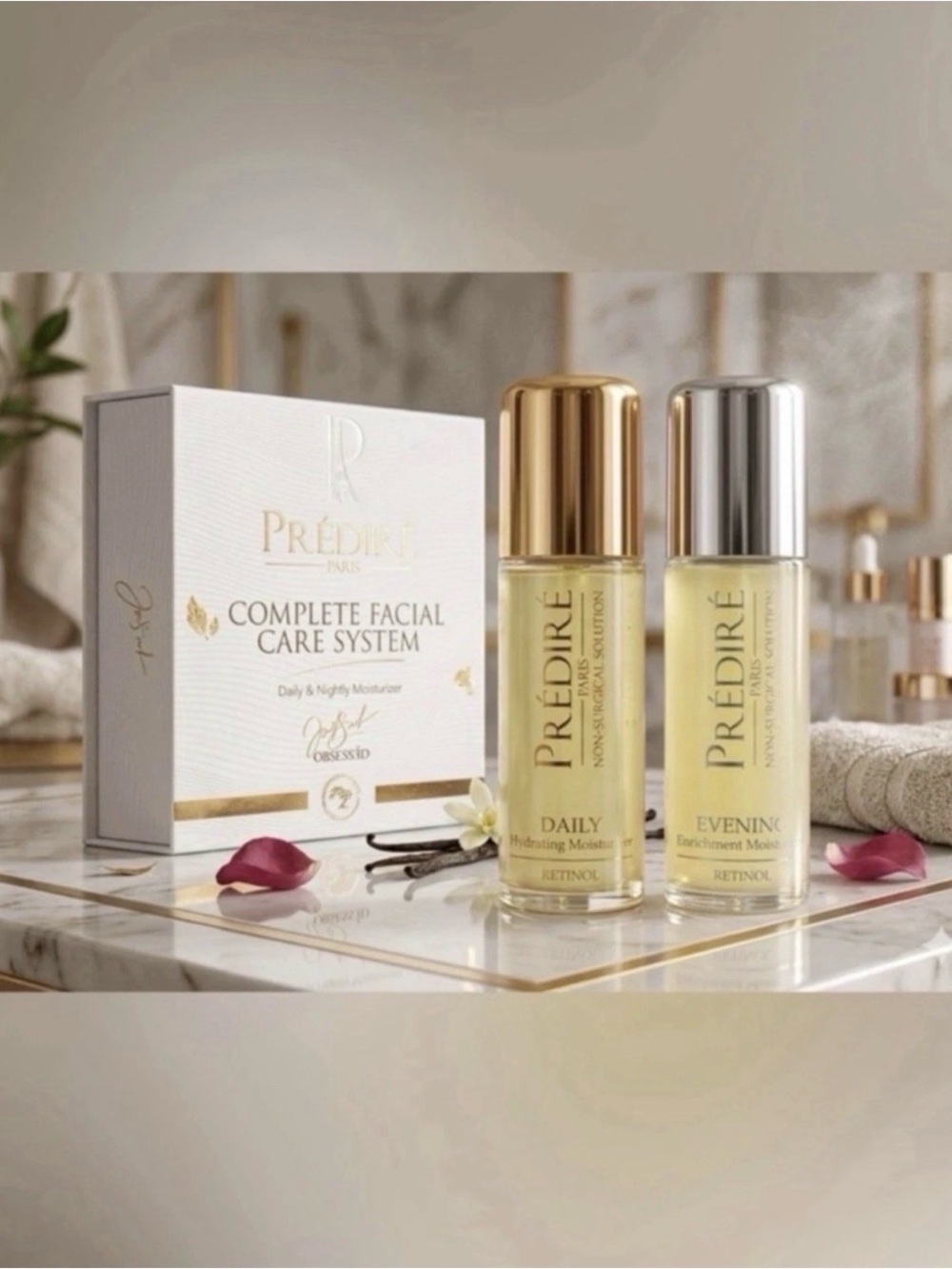 Complete Facial Care System - Daily & Evening Moisturizers in Gold and Silver